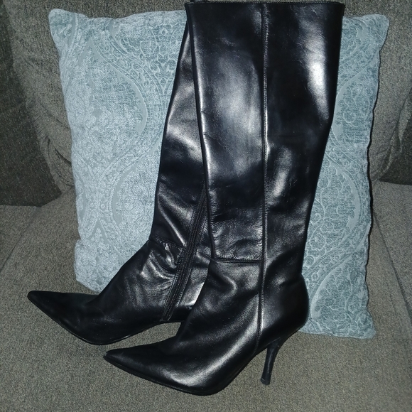 Nine West Sleek Black Heeled Boots - Picture 2 of 3